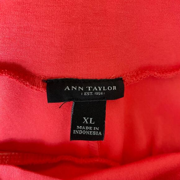 Ann Taylor High Waisted Maxi Skirt Women XL Coral Swing Flare Drapey Stretch - Picture 4 of 8